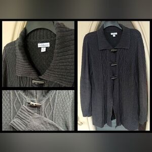 Grey Cable Knit Cardigan by Croft & Barrow sz Medium